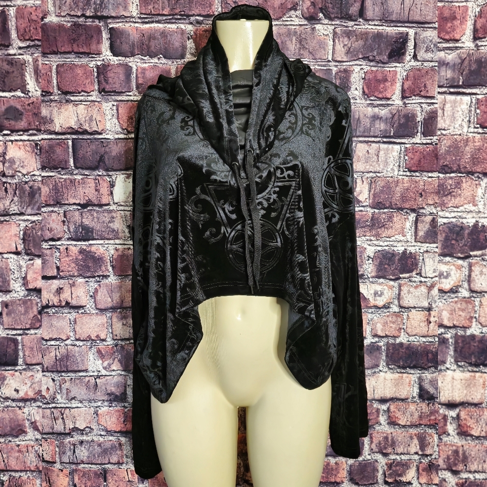 Killstar Anesthesia Velvet Cropped Hoodie